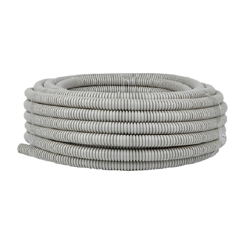 Труба гофрированная ПВХ легкая с зондом, d=20 мм, серая (20 п.м.)