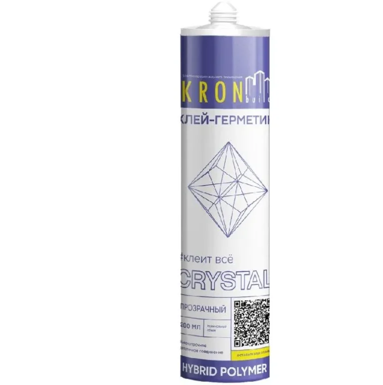 Клей-герметик на основе гибридных полимеров KRONbuild Crystal прозрачный, 360 гр