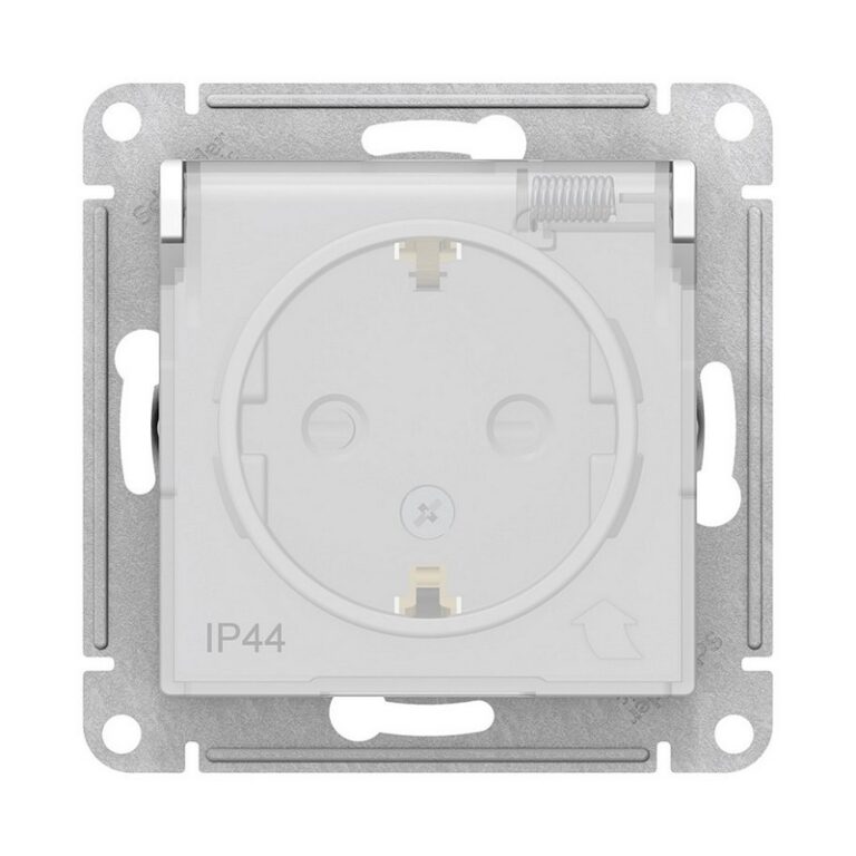 Розетка о/у Atlasdesign Aqua ATN440146, 1 гнездо, с/з, з/ш и крышкой, IP44, белая