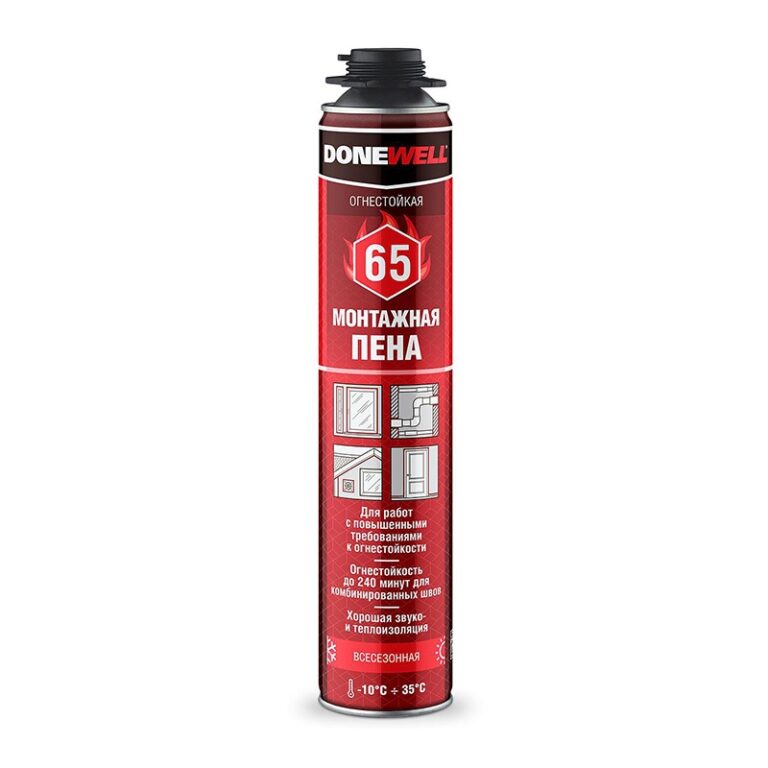 Пена полиуретановая монтажная Donewell 65, огнестойкая, всесезонная (1 л)