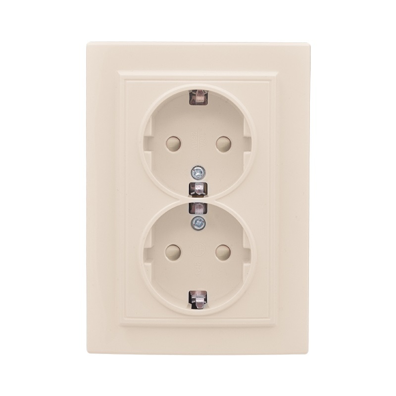 Розетка с/у Минск ERR16-128-200, 2 гнезда, с/з, з/ш, бежевая