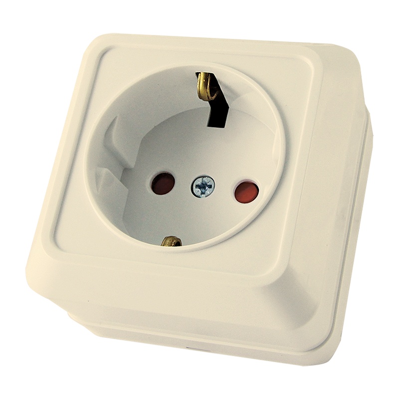 Розетка о/у Ладога SQ1801-0064, 1 гнездо, с/з, з/ш, слоновая кость