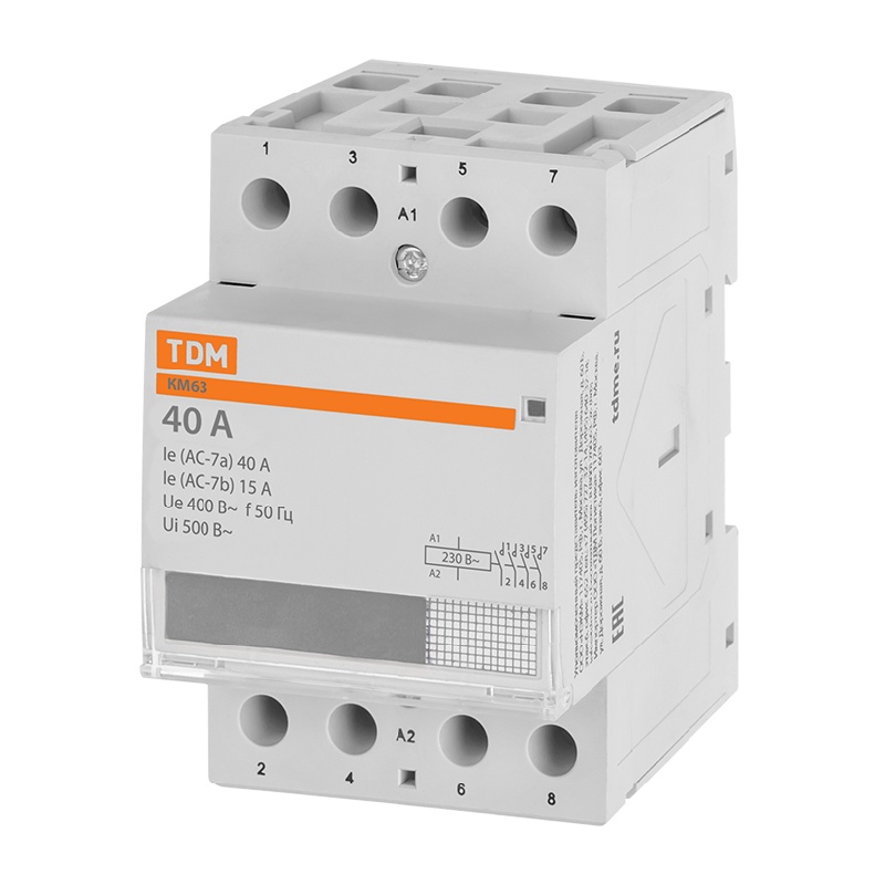 Контактор модульный КМ63, 40А, 4П, 4НО
