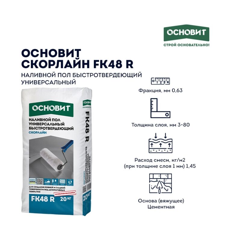 Наливной пол Основит Скорлайн FK48 R, 20 кг — изображение 4