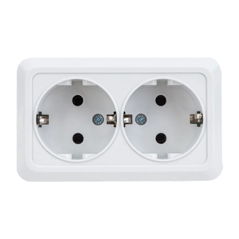 Розетка о/у Ладога SQ1801-0019, 2 гнезда, с/з, белая — изображение 3