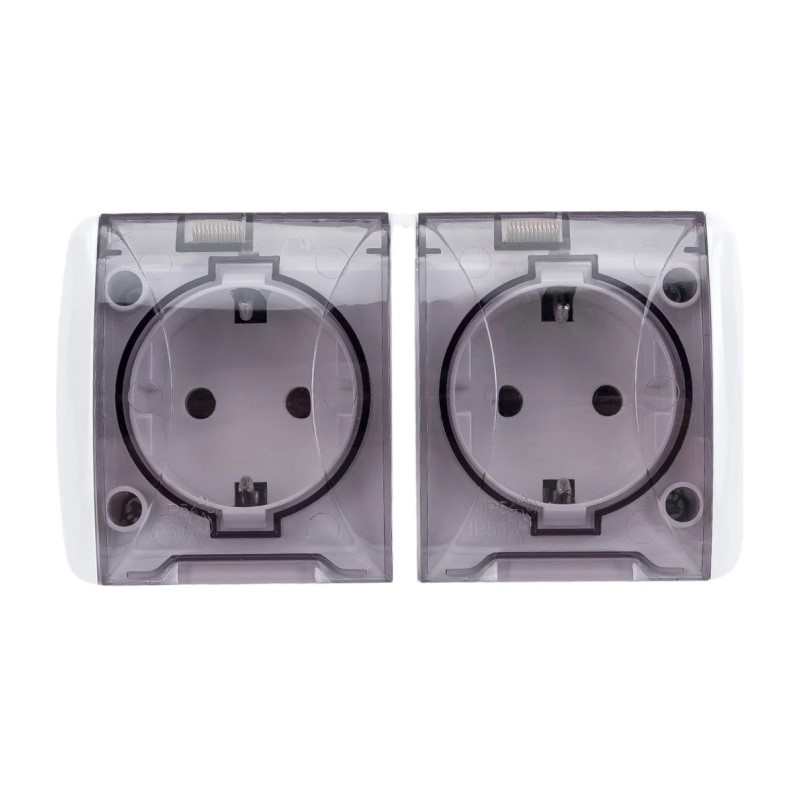 Розетка о/у Селигер SQ1818-0009, 2 гнезда, с/з и крышкой, IP54, белая — изображение 3