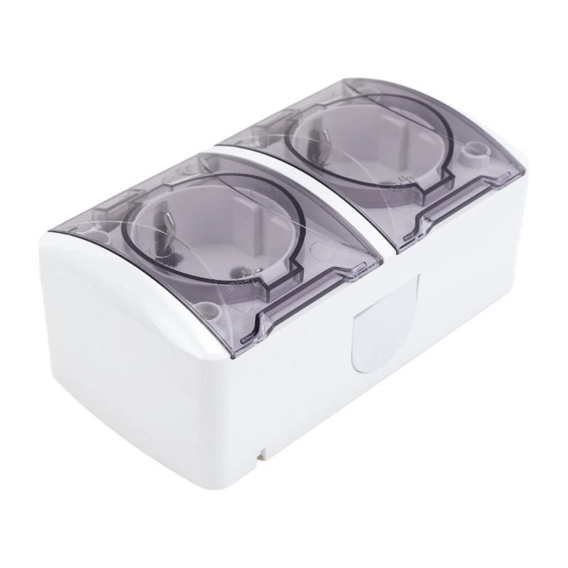 Розетка о/у Селигер SQ1818-0009, 2 гнезда, с/з и крышкой, IP54, белая — изображение 4