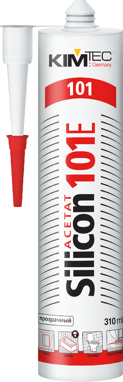 Силикон герметик 101E KIM TEC прозрачный 310 мл. арт.02-01-32 (20)