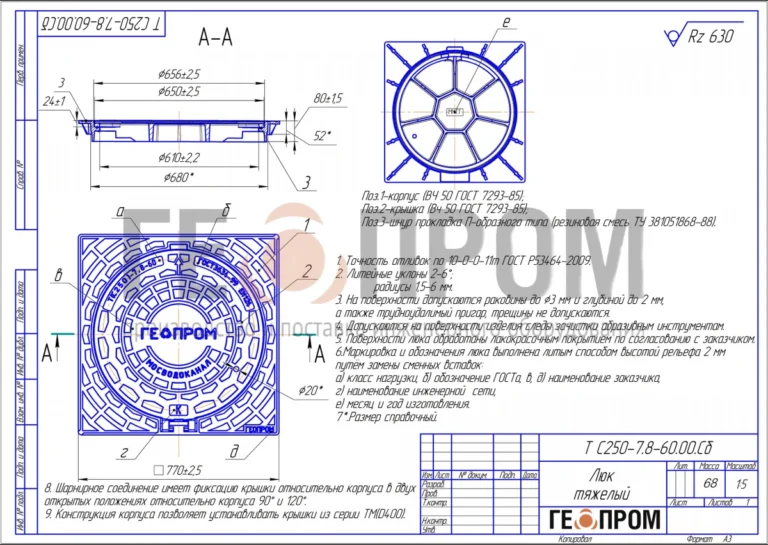 Квадратный люк ОУЭ-КВ-600 (С250) — изображение 2