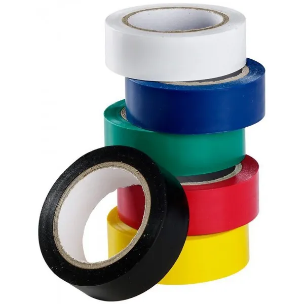 Изоляционная лента НАБОР(5шт,) ПВХ 15мм х10м (красный, синий, желтый, белый, чёрный)