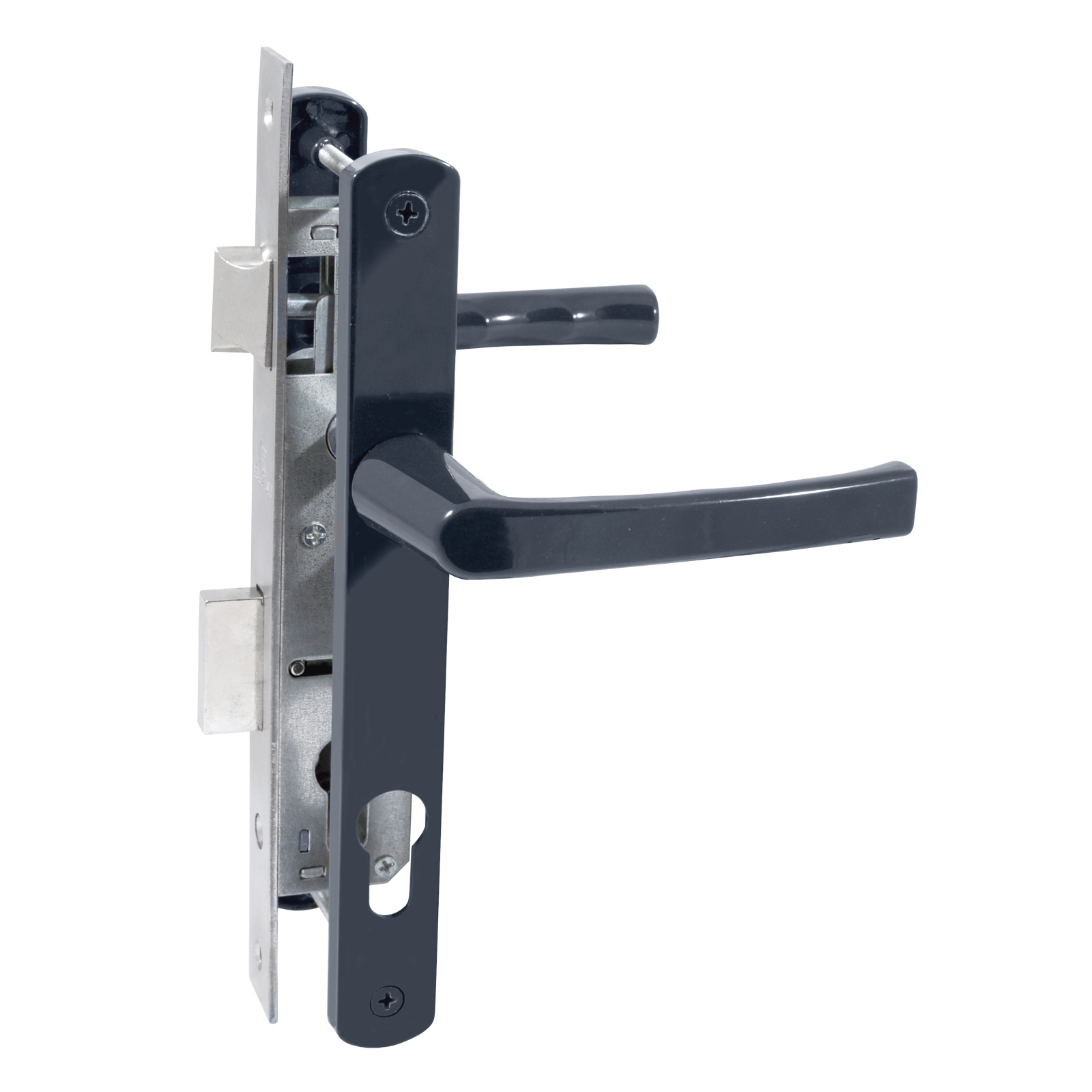 БУЛАТ ЗВ4-1.25.01.7016 антрацит БЕЗ МЦ Замок для КАЛИТКИ врезной с ручкой