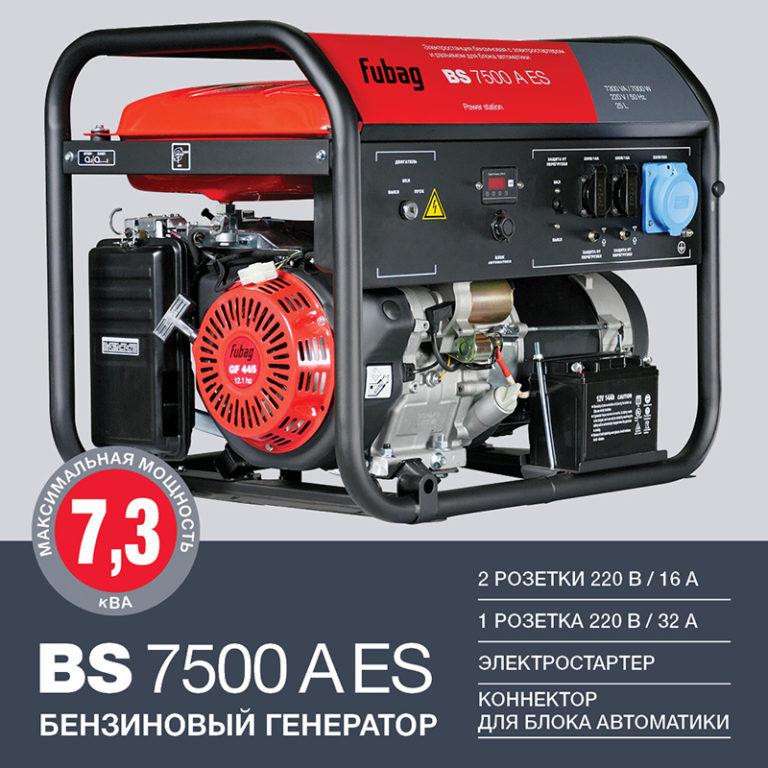 FUBAG Бензиновый генератор с электростартером и коннектором автоматики BS 7500 A ES — изображение 2
