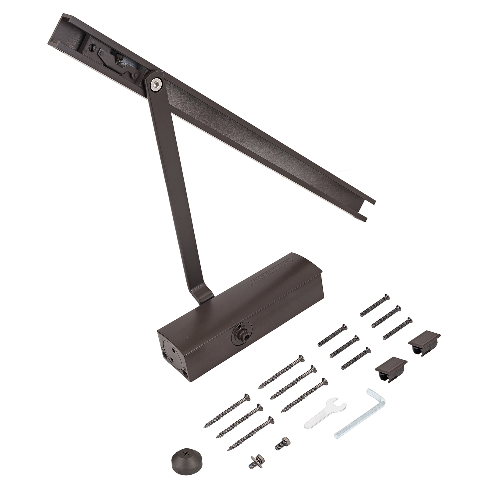 NOTEDO Доводчик дверной DC-075 SL+HO BROWN со скользящей тягой, с фикс. до 60 кг коричневый (10)