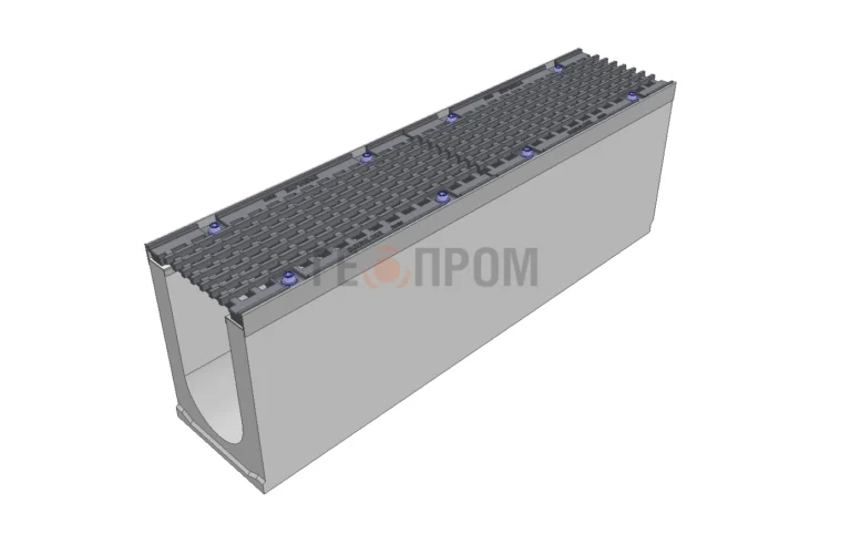 Лоток водоотводный бетонный Super DN150 h=310 с решеткой чугунной ВЧ (комплект) кл. D400