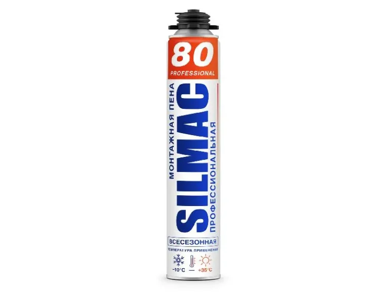 Пена монтажная SILMAC PROFESSIONAL 80 всесезонная -10 °С +35 °С, под пистолет, 1000 мл
