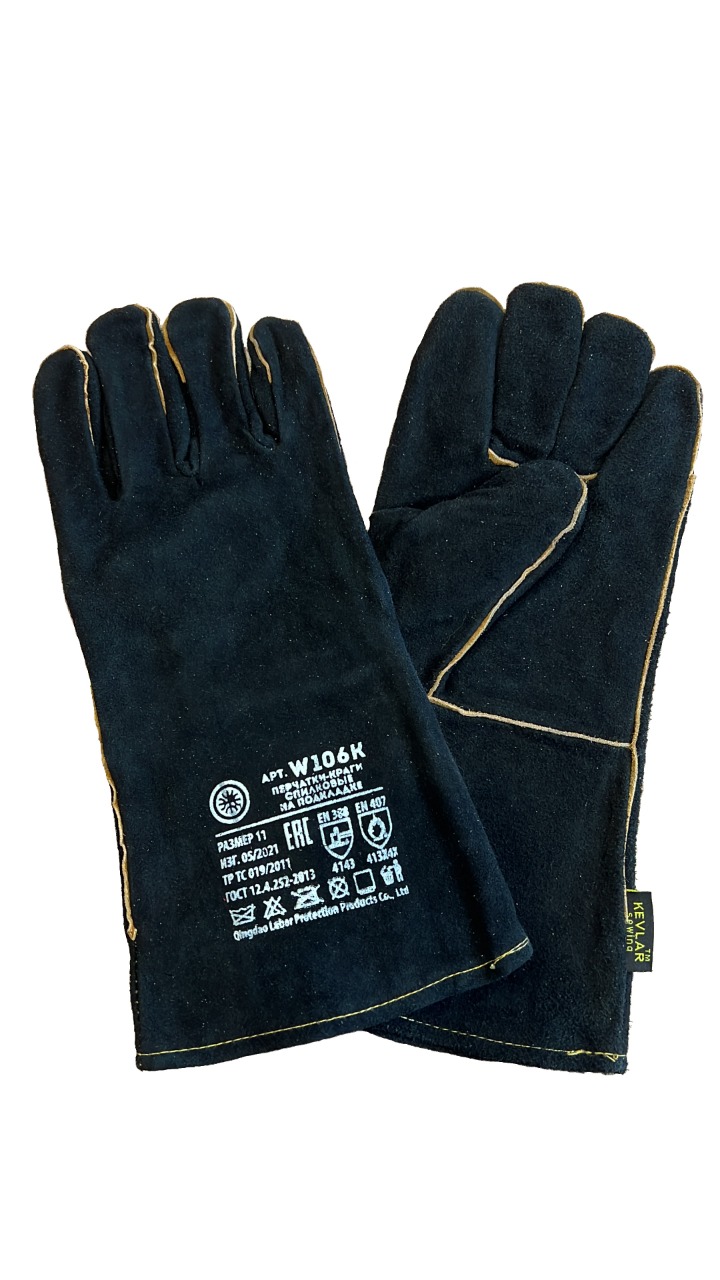 Краги спилковые зелёные усиленные W108K, кевларовая нить — изображение 2