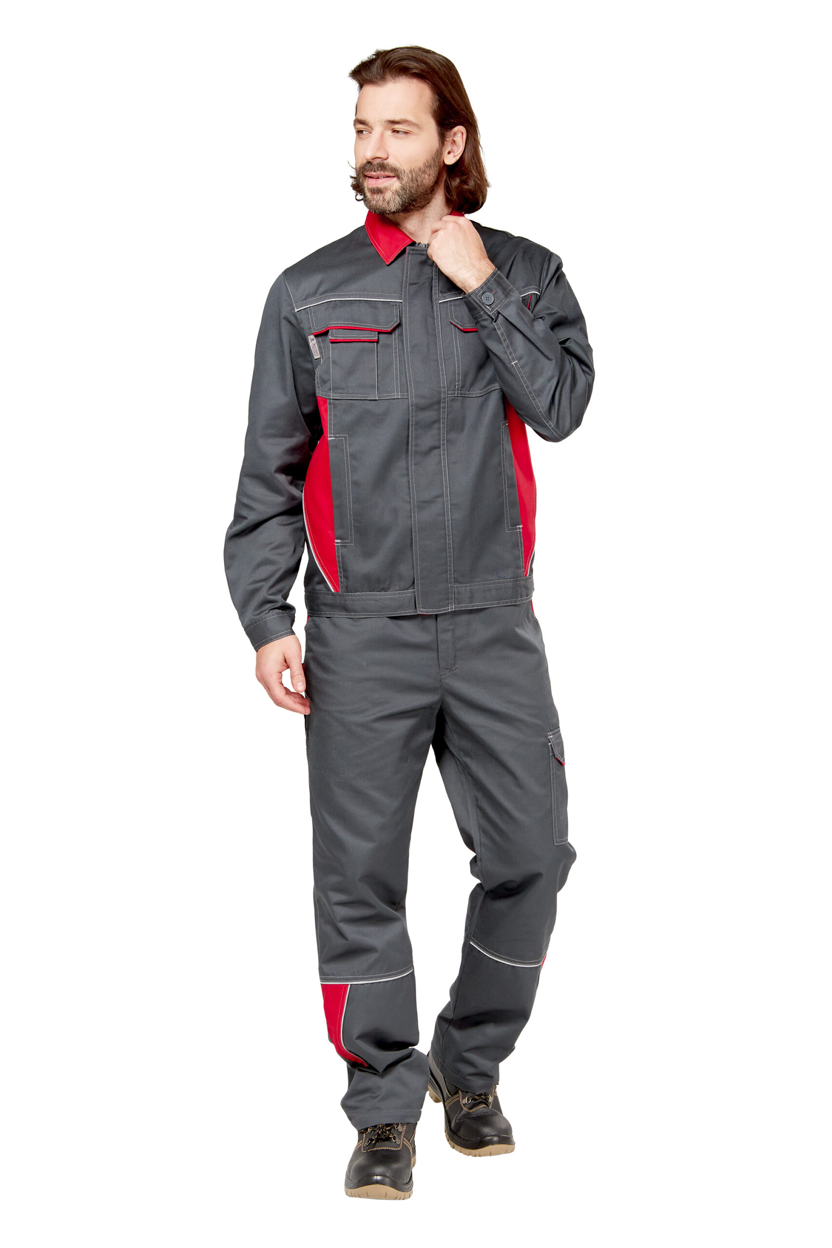 Костюм "Страйк 2" Safe серый/красный (р. 64-66, рост 170-176)