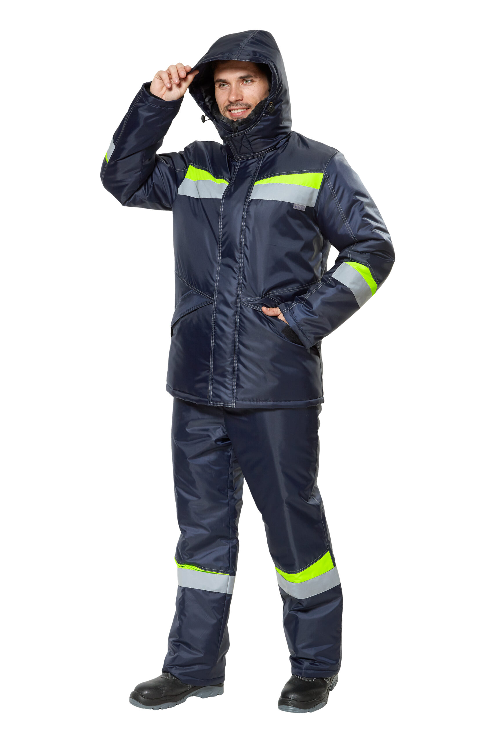 Костюм "Комфорт" т.синий/неоновый (зимний) (р. 68-70, рост 194-200)