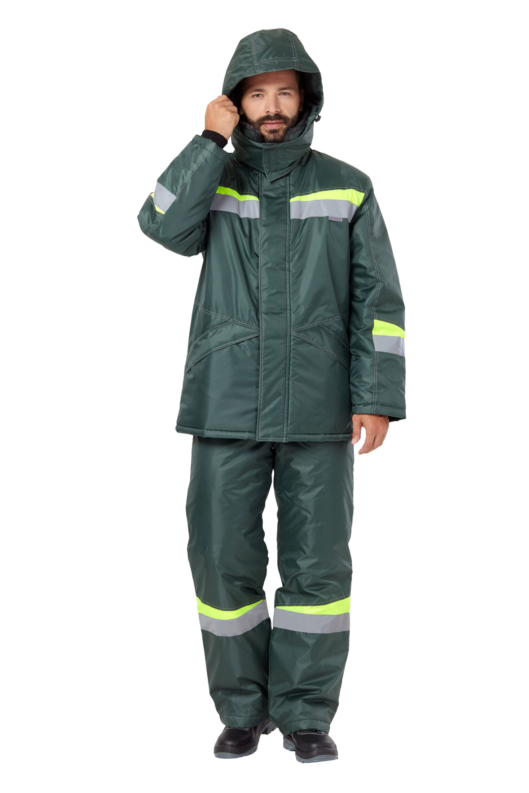 Костюм "Комфорт" т.зелёный/неоновый (зимний) (р. 68-70, рост 194-200)
