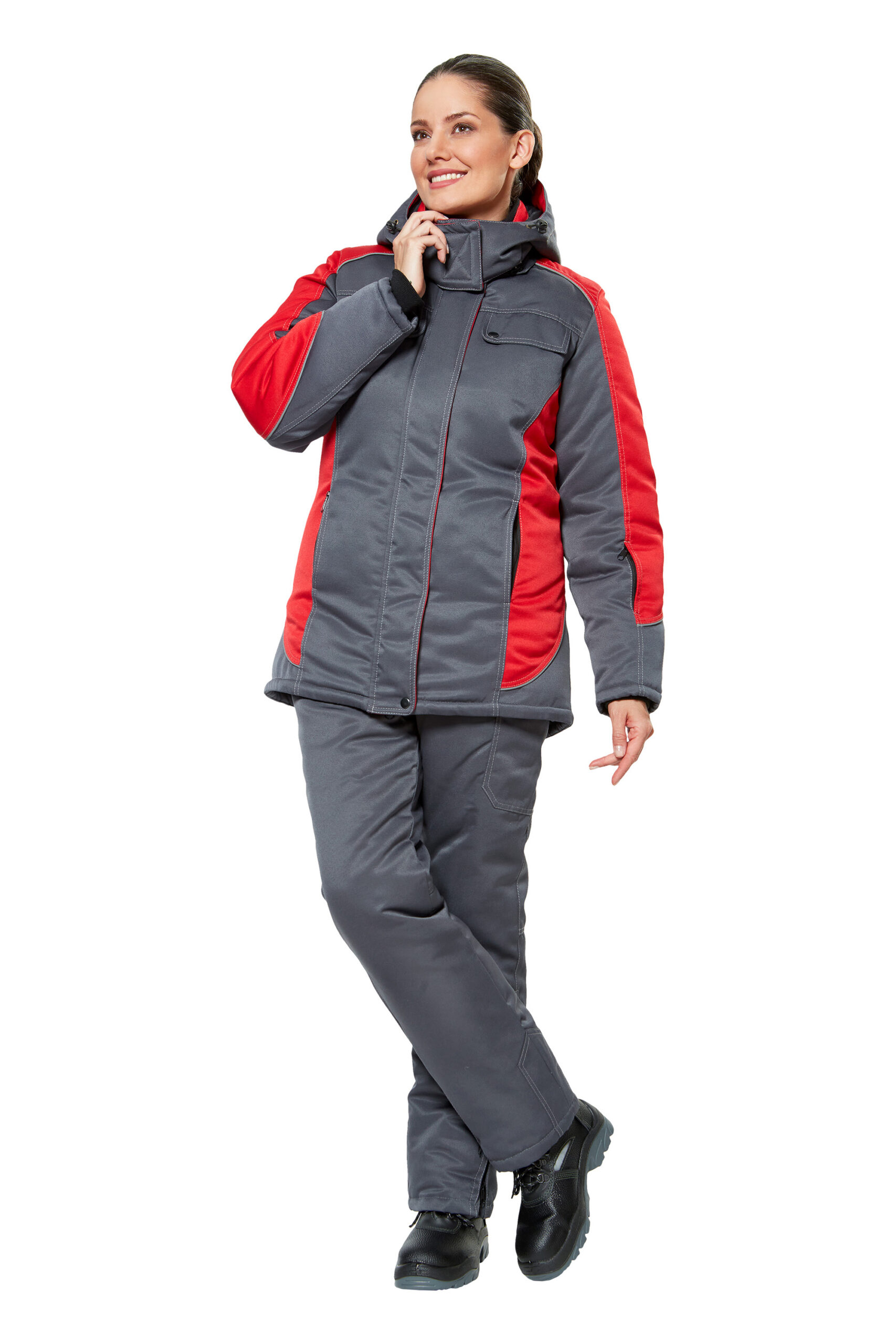 Костюм "Страйк" серый/красный (зимний) женский (р. 40-42, рост 170-176)