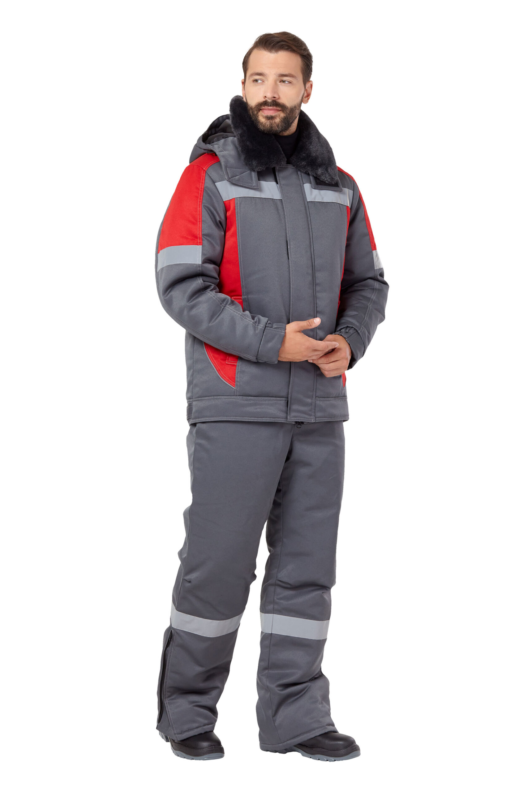 Костюм "Страйк" серый/красный (зимний) (р. 56-58, рост 194-200)