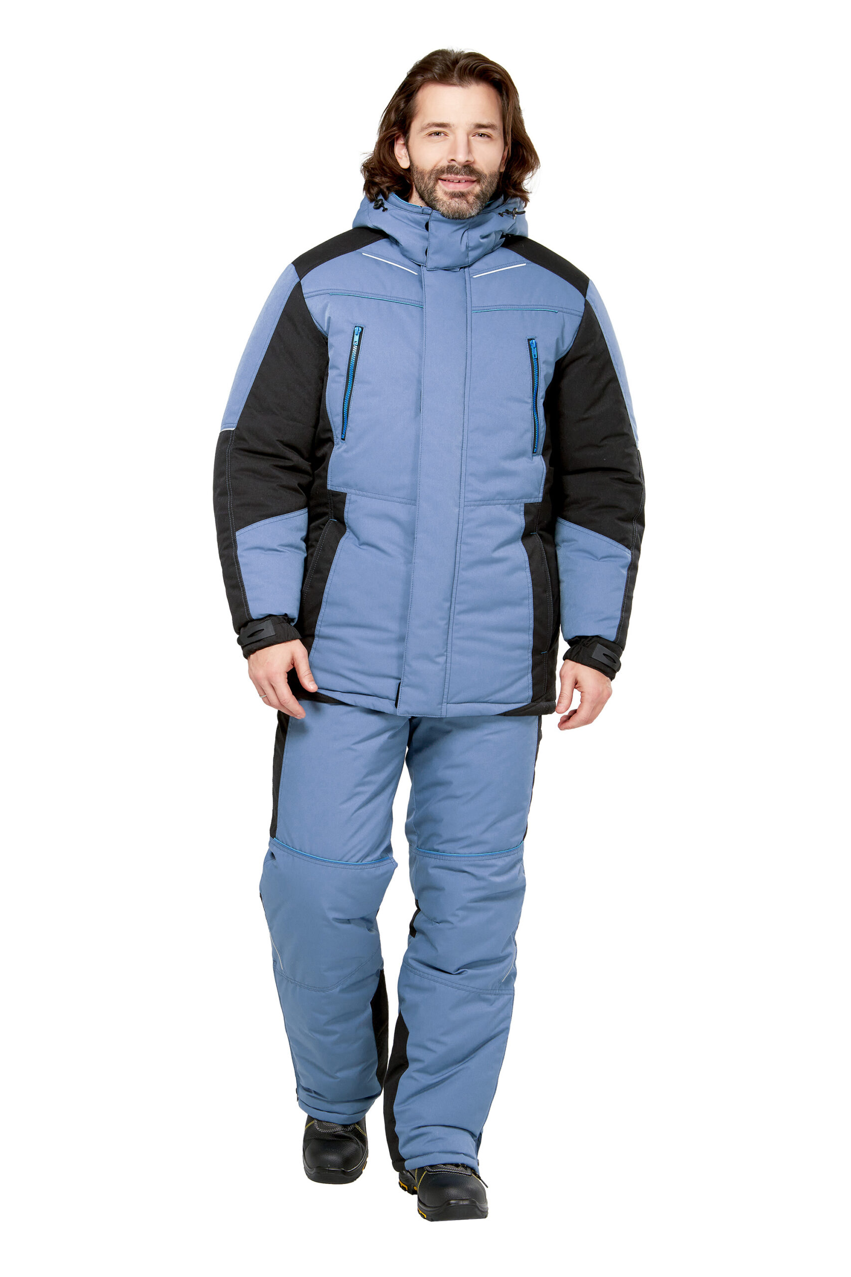 Костюм "Кранц-Норд" маренго/черный/голубой (зимний) (р. 60-62, рост 182-188)