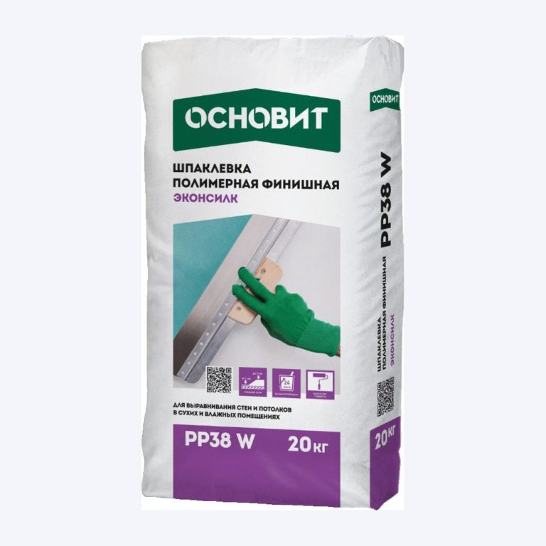 ЭКОНСИЛК PP38 W шпаклевка полимерная финишная супербелая ОСНОВИТ. Толщина слоя 0