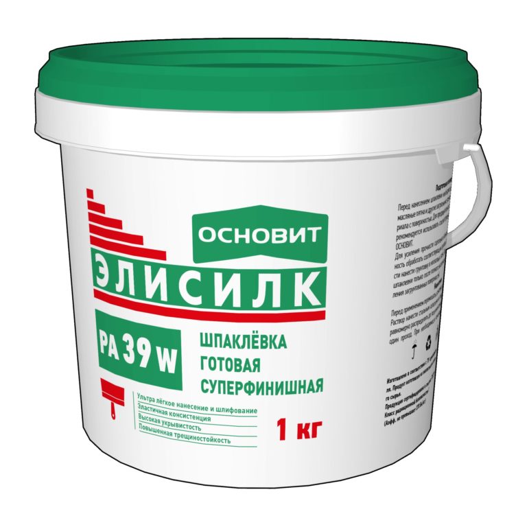 Шпаклевка готовая суперфинишная ОСНОВИТ ЭЛИСИЛК PA39 W (1кг)
