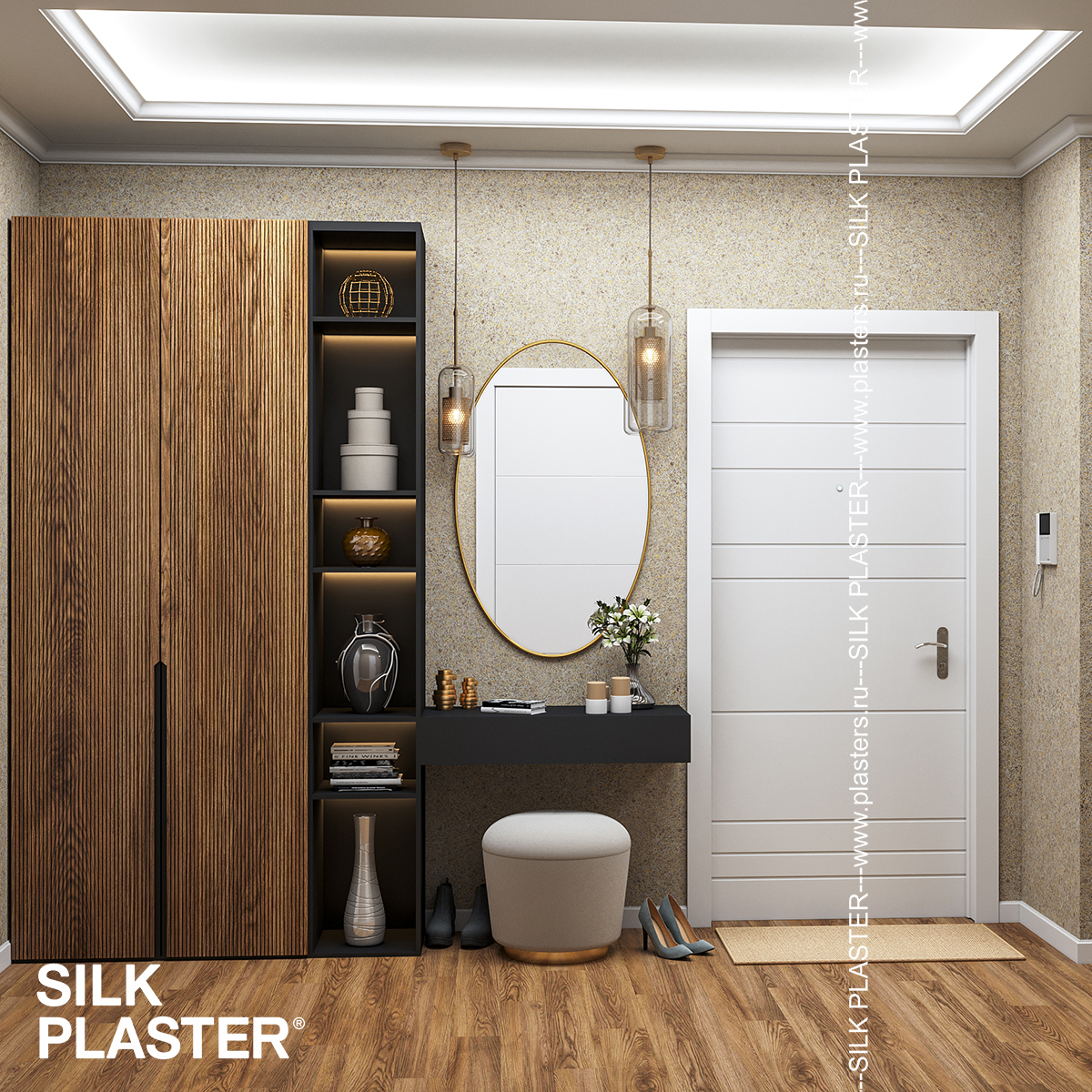 Жидкие обои Silk Plaster Жидкие обои Жидкие обои Prestige 408, Бежевый Коричневый Желтый — изображение 3