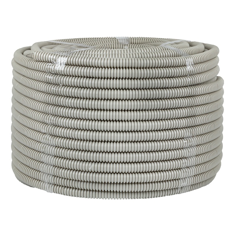 Труба гофрированная ПВХ легкая с зондом, d=16 мм, серая (100 п.м.)