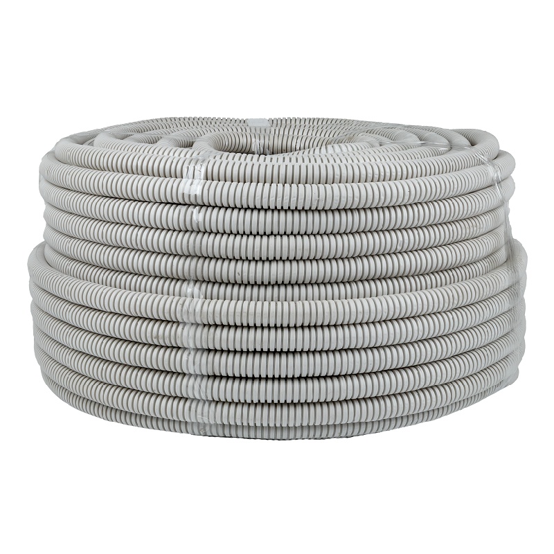 Труба гофрированная ПВХ легкая с зондом, d=20 мм, серая (100 п.м.)