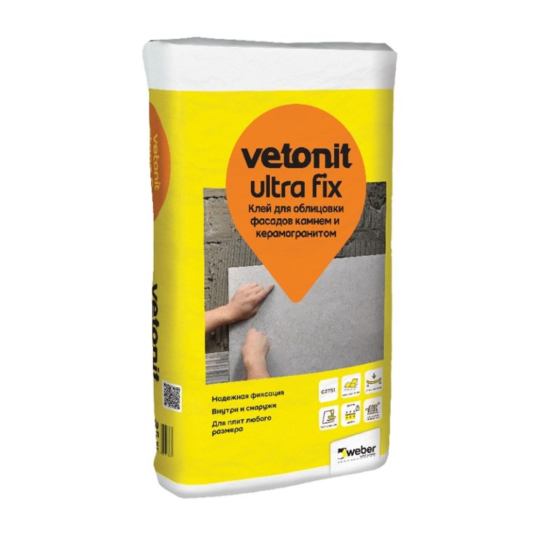 Клей для плитки Vetonit Ultra Fix, эластичный, высокодеформативный (25 кг)
