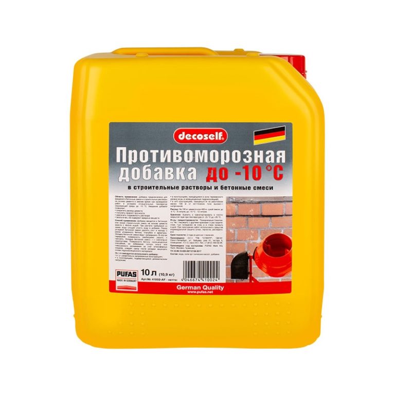 Противоморозная добавка для бетона Pufas Decoself до -10°С, 10 л