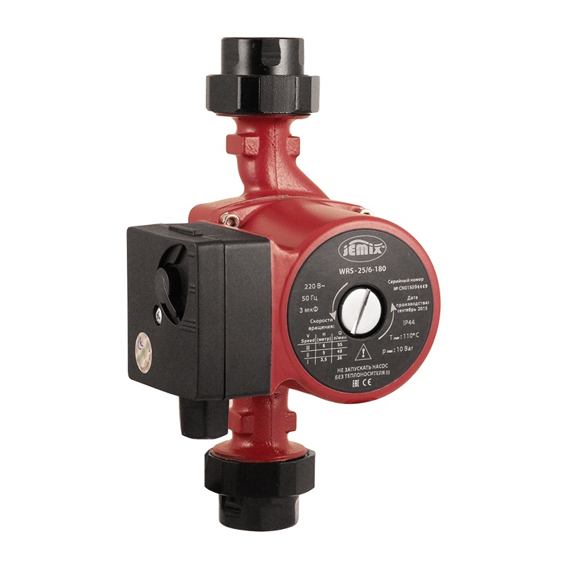 Насос циркуляционный Jemix 3 скорости, 25/6-180мм с гайками, t=110C