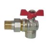 Кран шаровый PN40, 1/2" В-Н, угловой, со сгоном, бабочка