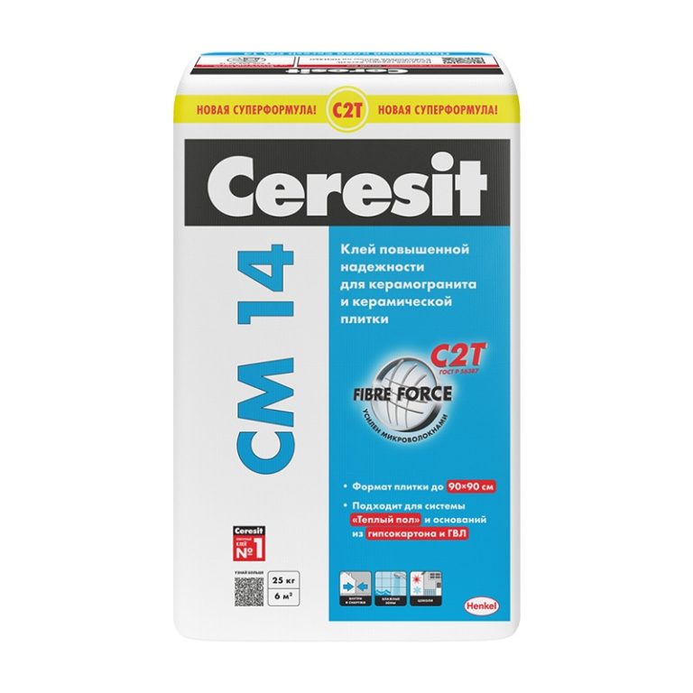 Клей для плитки, керамогранита и камня Церезит CM 14 (25 кг)