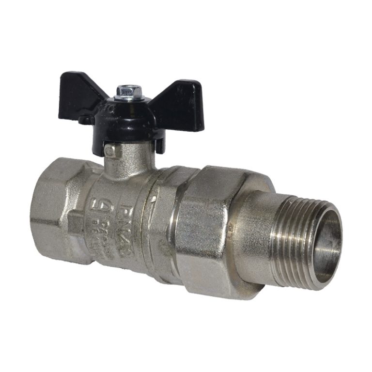 Кран шаровый PN40, 3/4" В-Н, со сгоном, бабочка