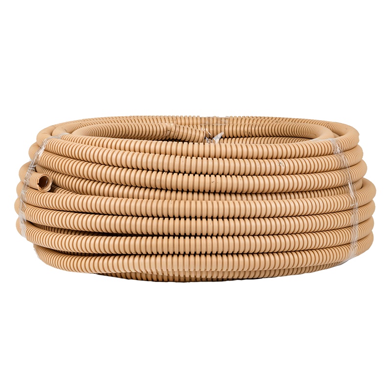 Труба гофрированная ПВХ легкая с зондом, d=25 мм, светлое дерево (25 п.м.)