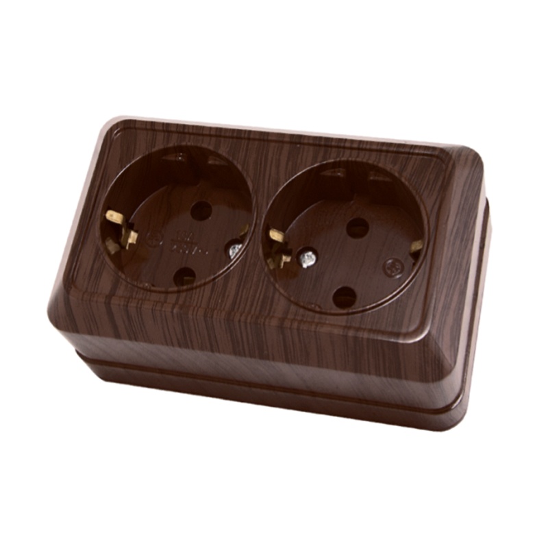 Розетка о/у Ладога SQ1801-0036, 2 гнезда, с/з, темное дерево