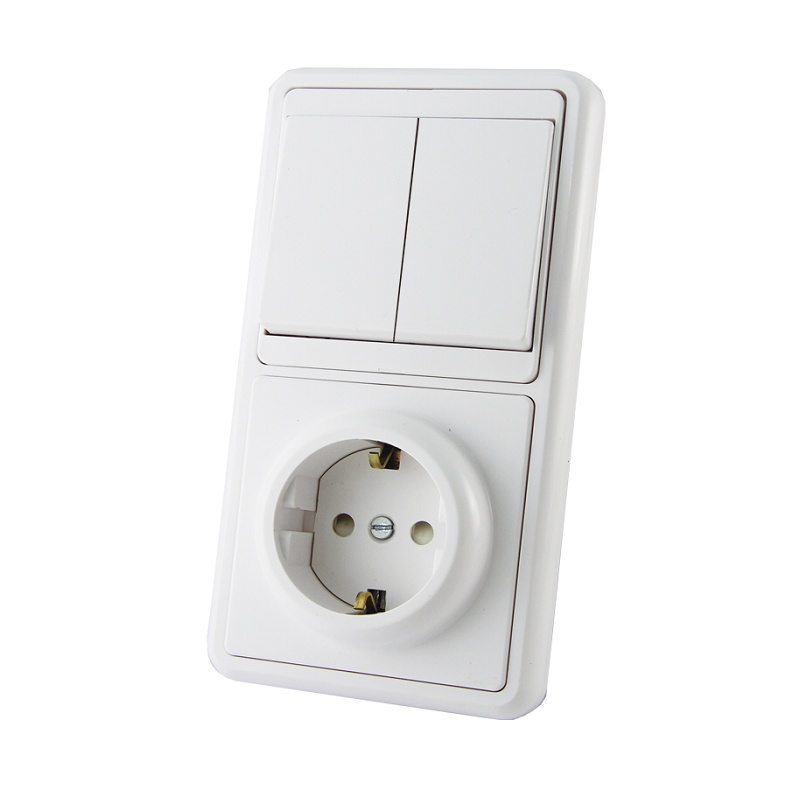 Блок БКВР с/у SQ1813-0002, 2 клавиши + 1 гнездо с/з, з/ш, белый