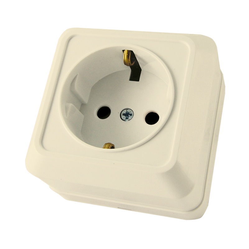 Розетка о/у Ладога SQ1801-0016, 1 гнездо, с/з, слоновая кость