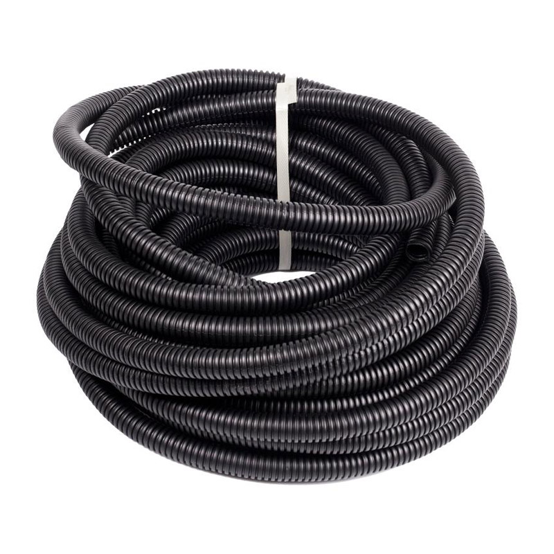 Труба гофрированная ПНД легкая с зондом, d=25 мм, черная (50 п.м.)