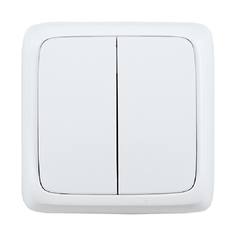 Выключатель о/у Alfa ВА10-153, 2 клавиши, б/инд, белый