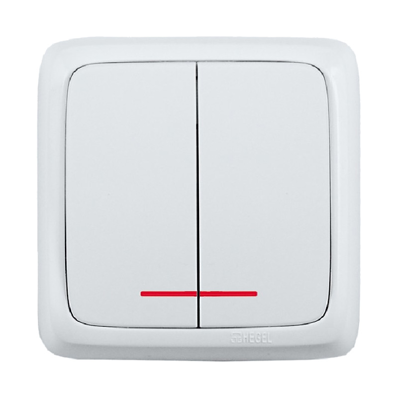 Выключатель о/у Alfa ВА10-154, 2 клавиши, с/инд, белый