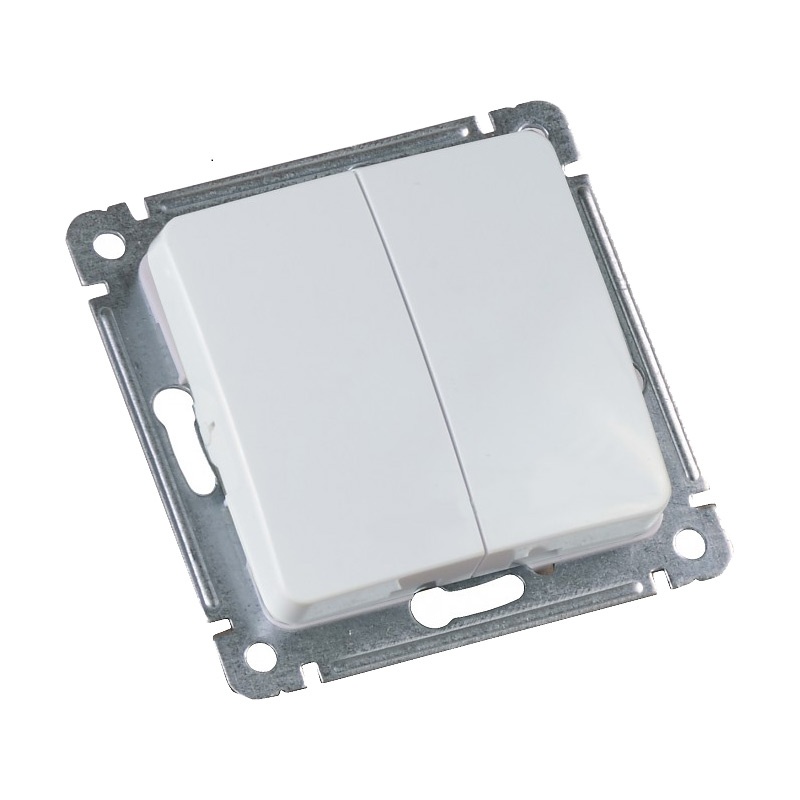 Выключатель с/у Master ВС10-451, 2 клавиши, б/инд, белый