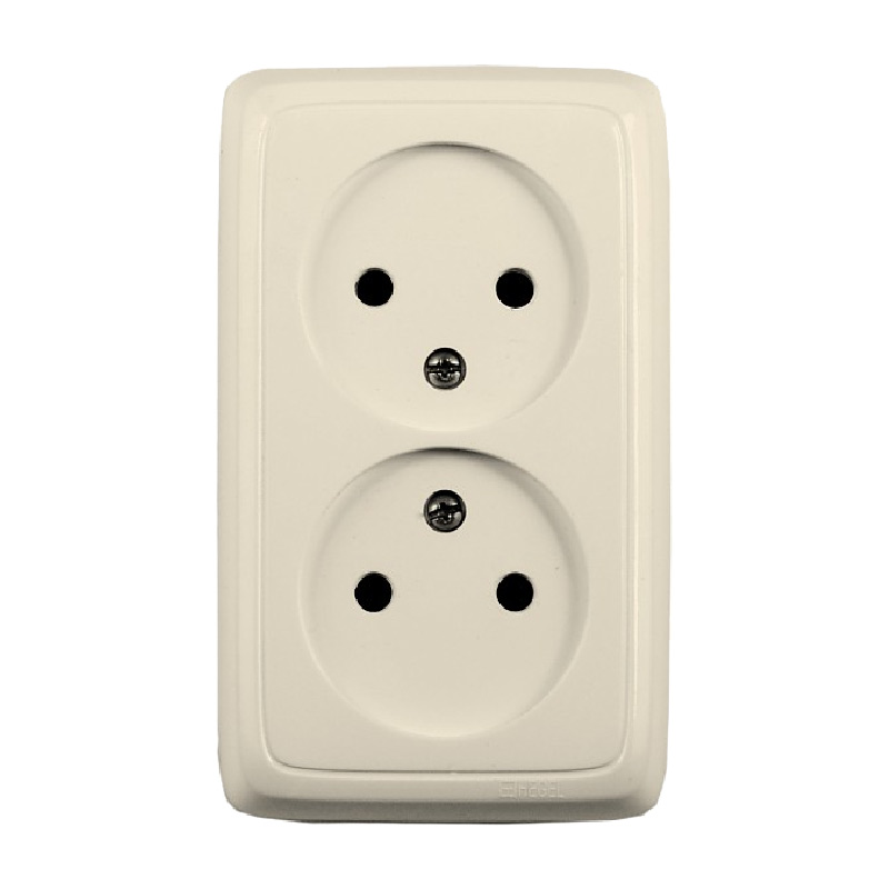 Розетка о/у Alfa РА16-143-01, 2 гнезда, б/з, слоновая кость