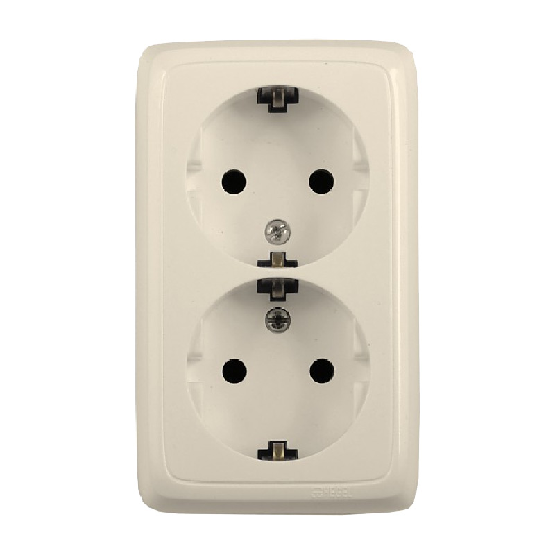 Розетка о/у Alfa РА16-153-01, 2 гнезда, с/з, слоновая кость