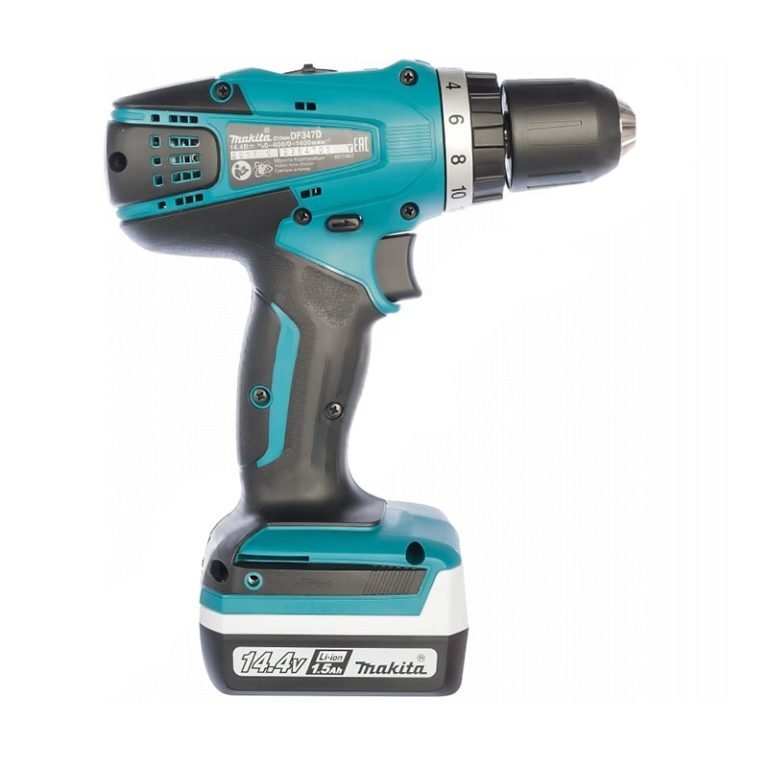 Дрель-шуруповерт Makita DF347DWE, 2 аккумулятора Li-ion (1,5Ач), 14,4V, 10 мм, 30 Нм, кейс — изображение 2