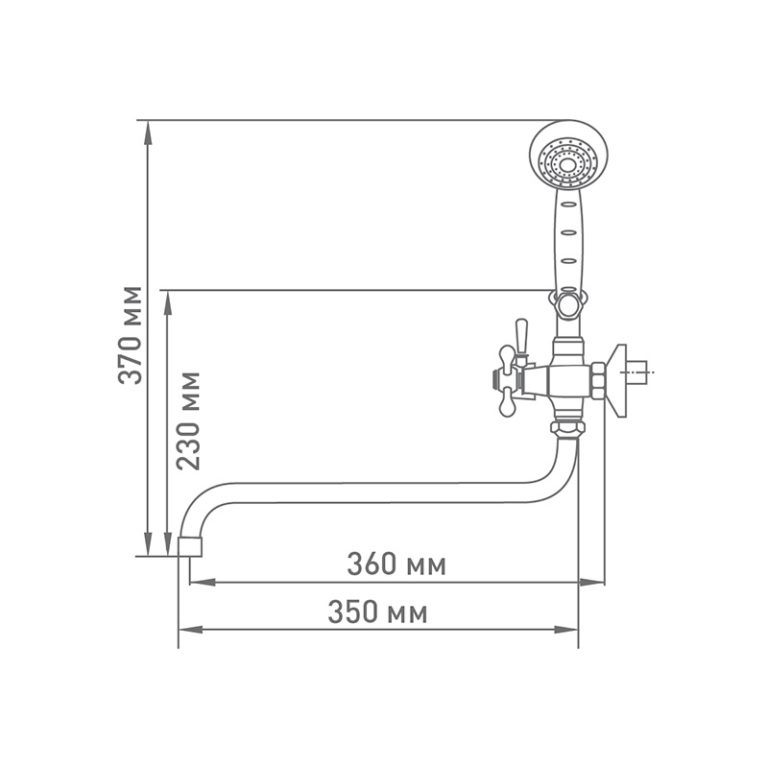 Смеситель для ванны Mix&Fix Soffron 7401-04 с аксессуарами, S- излив 350мм — изображение 2