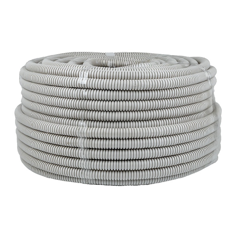 Труба гофрированная ПВХ легкая с зондом, d=25 мм, серая (50 п.м.)